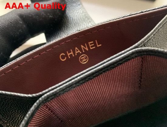 Chanel Card Holder Wallet in Black Caviar Leather Replica