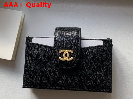 Chanel Card Holder Wallet in Black Caviar Leather Replica