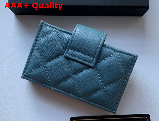 Chanel Card Holder Wallet in Blue Caviar Leather Replica