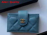 Chanel Card Holder Wallet in Blue Caviar Leather Replica