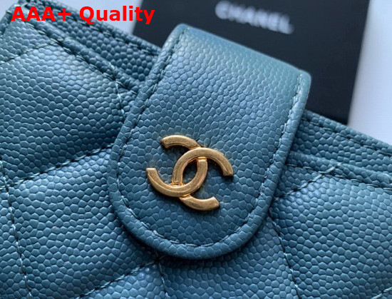 Chanel Card Holder Wallet in Blue Caviar Leather Replica