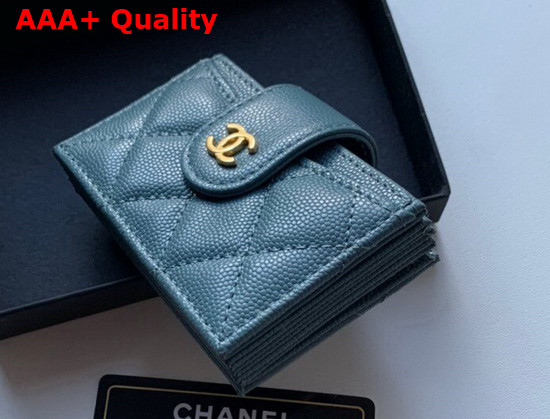 Chanel Card Holder Wallet in Blue Caviar Leather Replica