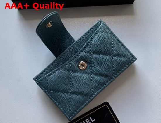 Chanel Card Holder Wallet in Blue Caviar Leather Replica