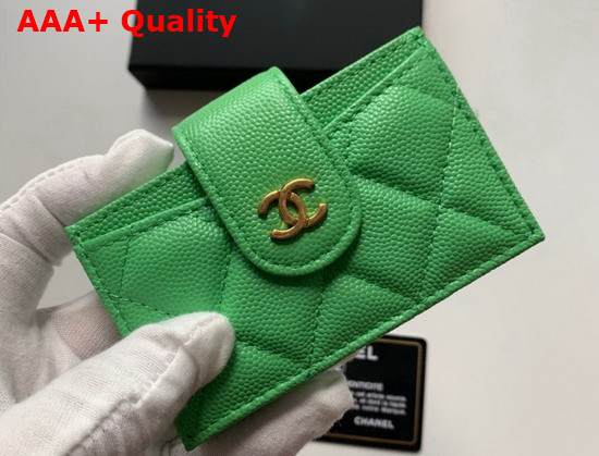 Chanel Card Holder Wallet in Green Caviar Leather Replica