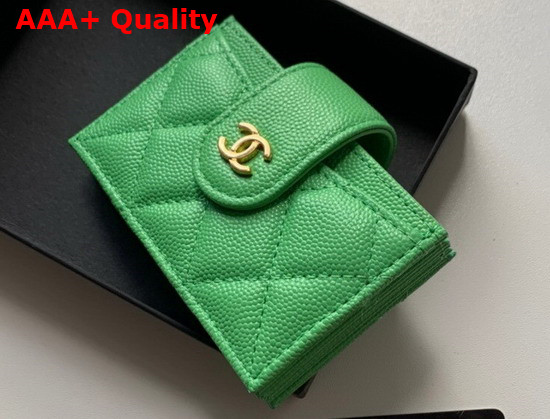 Chanel Card Holder Wallet in Green Caviar Leather Replica