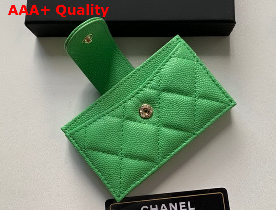 Chanel Card Holder Wallet in Green Caviar Leather Replica