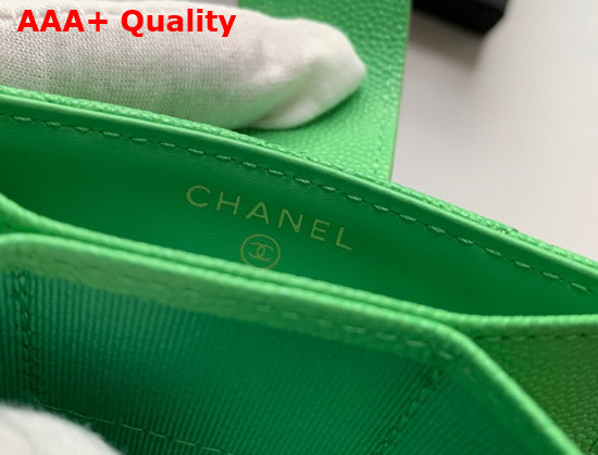 Chanel Card Holder Wallet in Green Caviar Leather Replica