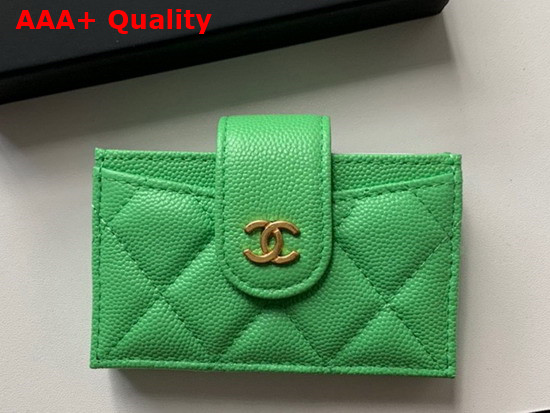 Chanel Card Holder Wallet in Green Caviar Leather Replica