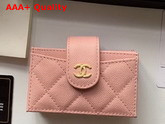 Chanel Card Holder Wallet in Pink Caviar Leather Replica