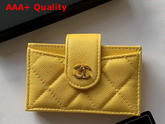 Chanel Card Holder Wallet in Yellow Caviar Leather Replica