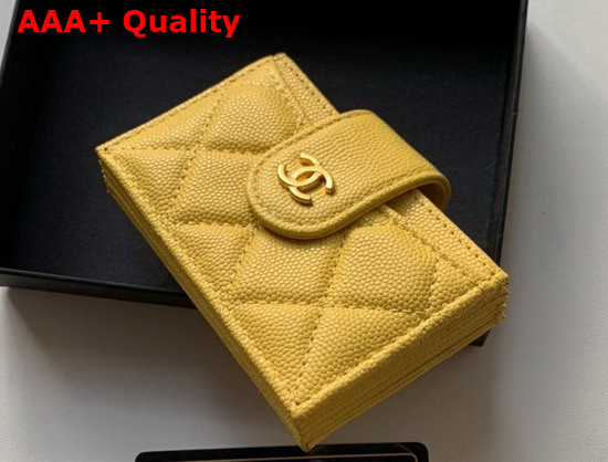 Chanel Card Holder Wallet in Yellow Caviar Leather Replica