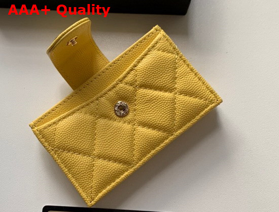 Chanel Card Holder Wallet in Yellow Caviar Leather Replica