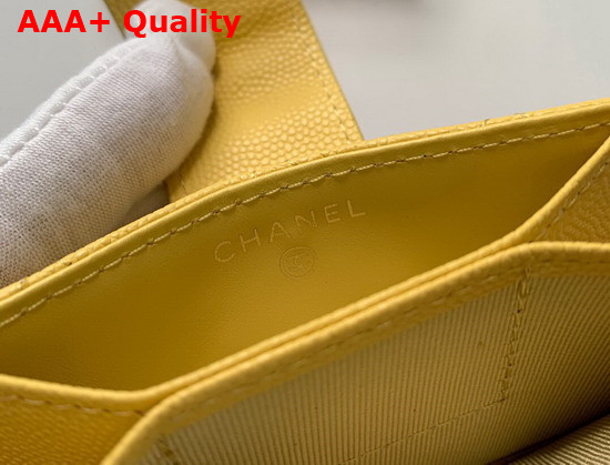 Chanel Card Holder Wallet in Yellow Caviar Leather Replica