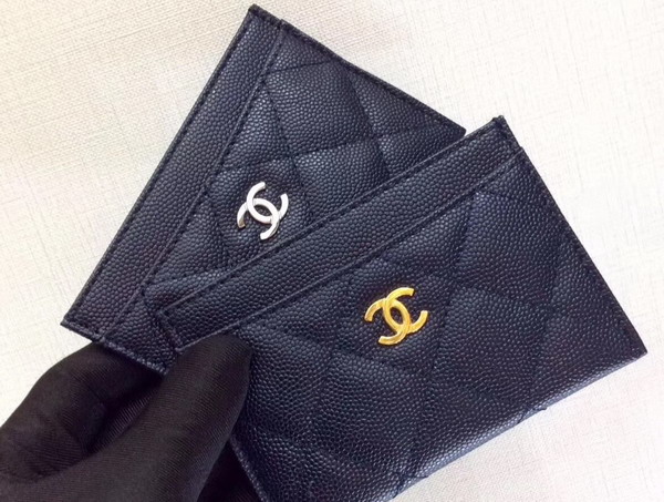 Chanel Card Holder in Black Caviar Leather For Sale