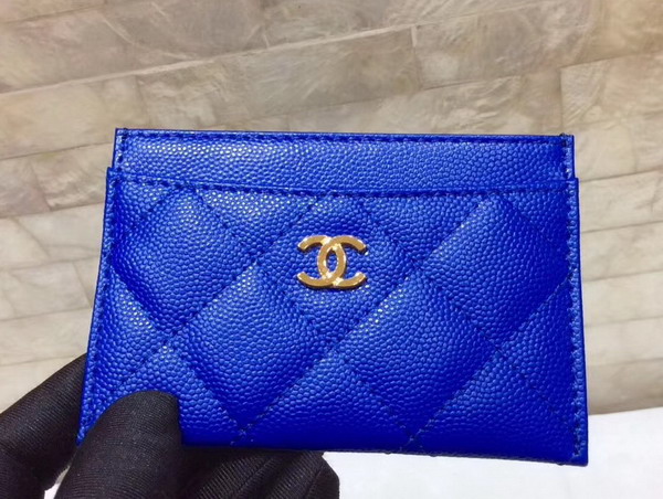 Chanel Card Holder in Blue Caviar Leather For Sale