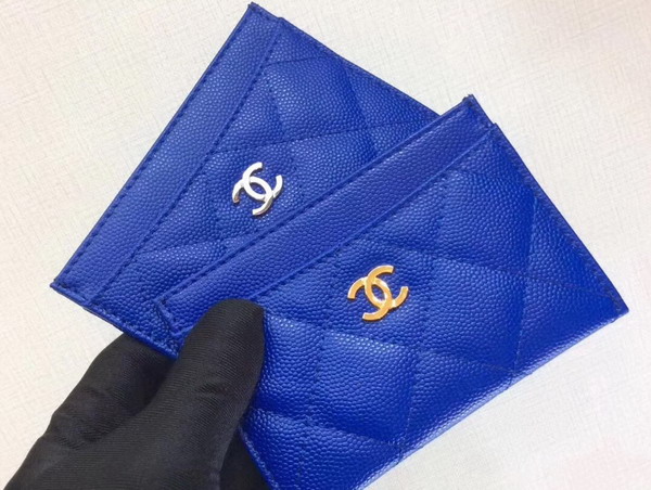 Chanel Card Holder in Blue Caviar Leather For Sale