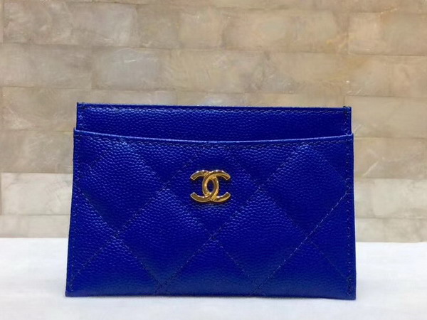 Chanel Card Holder in Blue Caviar Leather For Sale