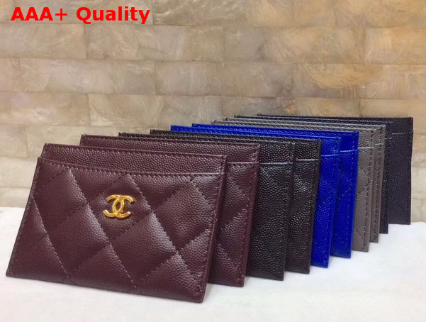 Chanel Card Holder in Burgundy Caviar Leather For Sale