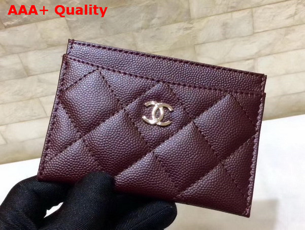 Chanel Card Holder in Burgundy Caviar Leather For Sale