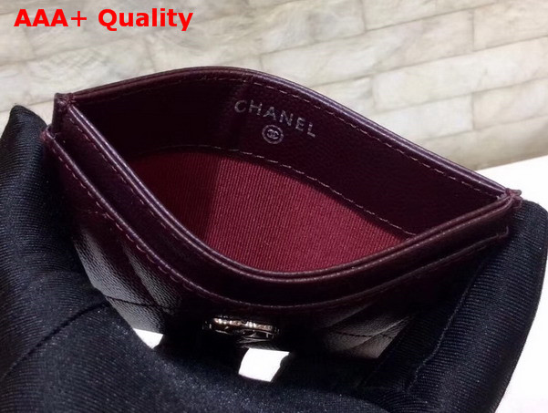 Chanel Card Holder in Burgundy Caviar Leather For Sale