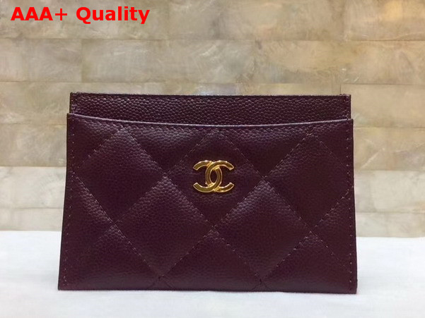 Chanel Card Holder in Burgundy Caviar Leather For Sale