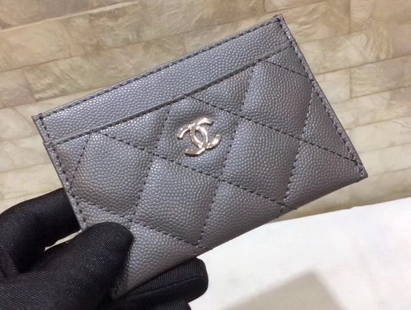 Chanel Card Holder in Grey Caviar Leather For Sale