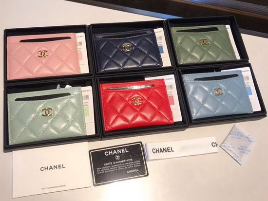 Chanel Card Holder in Light Blue Lambskin