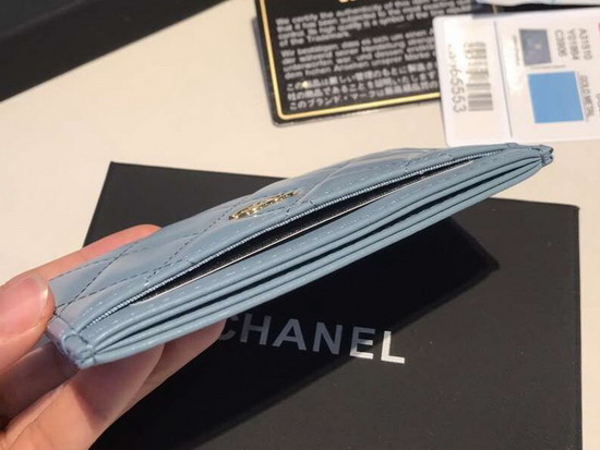 Chanel Card Holder in Light Blue Lambskin