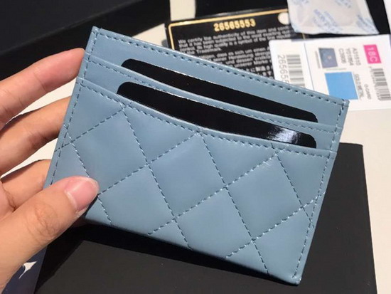 Chanel Card Holder in Light Blue Lambskin