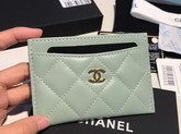 Chanel Card Holder in Light Green Lambskin