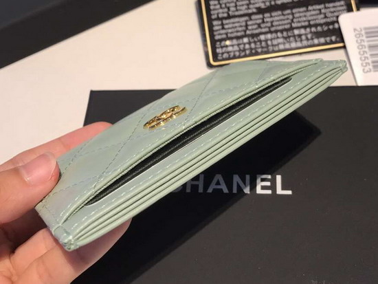 Chanel Card Holder in Light Green Lambskin