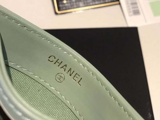 Chanel Card Holder in Light Green Lambskin