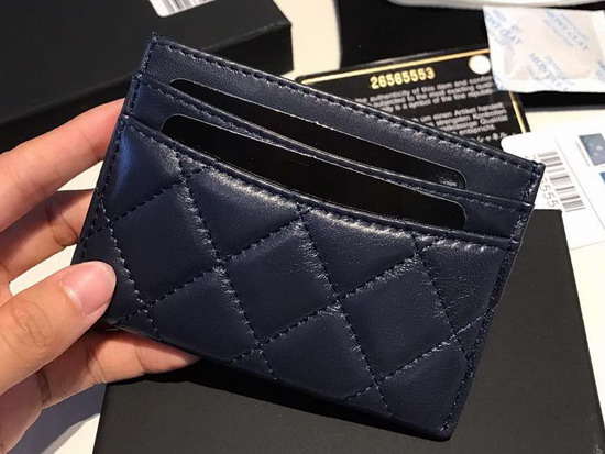 Chanel Card Holder in Navy Blue Lambskin