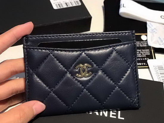 Chanel Card Holder in Navy Blue Lambskin