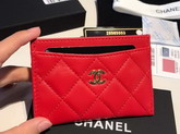 Chanel Card Holder in Red Lambskin