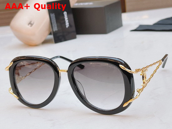 Chanel Cat Eye Sunglasses Beige Acetate and Gold Metal Replica