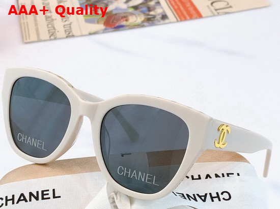 Chanel Cat Eye Sunglasses in White Acetate Replica