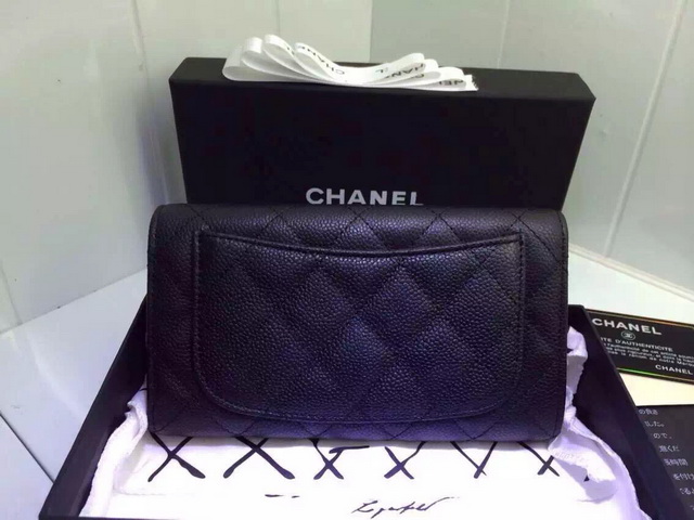 Chanel Caviar Flap Wallet Black for Sale