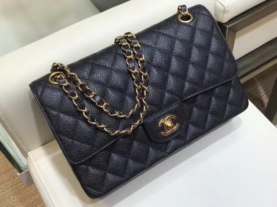 Chanel Caviar Flap Bag in Black with Gold Hardware