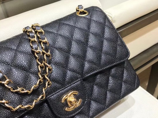 Chanel Caviar Flap Bag in Black with Gold Hardware