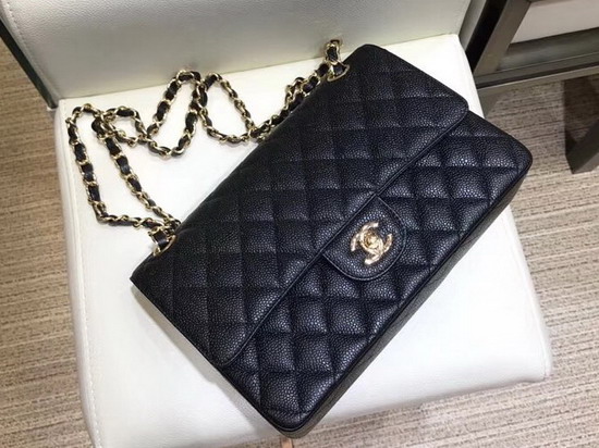 Chanel Caviar Flap Bag in Black with Gold Hardware