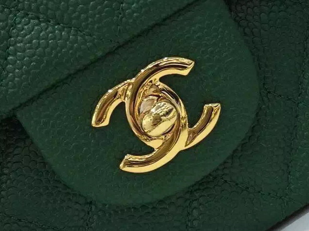 Chanel Caviar Flap Bag in Green for Sale