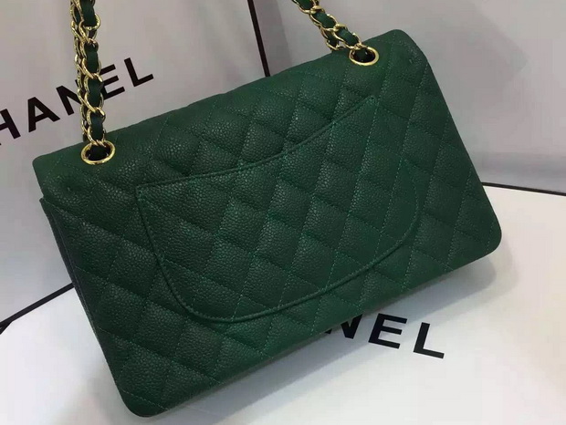 Chanel Caviar Flap Bag in Green for Sale