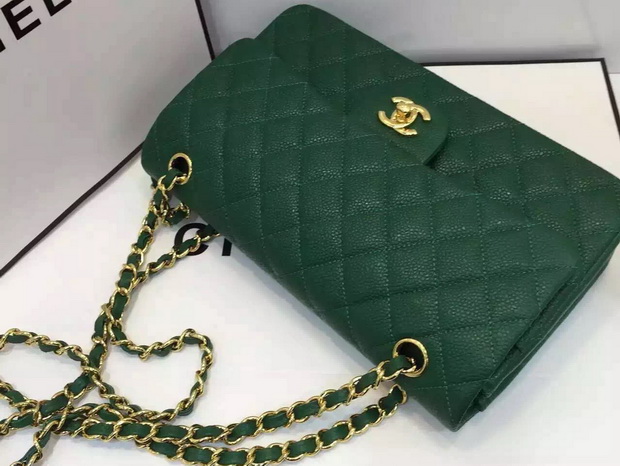 Chanel Caviar Flap Bag in Green for Sale