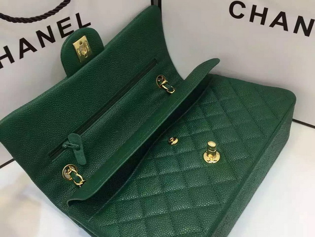 Chanel Caviar Flap Bag in Green for Sale