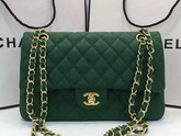 Chanel Caviar Flap Bag in Green for Sale