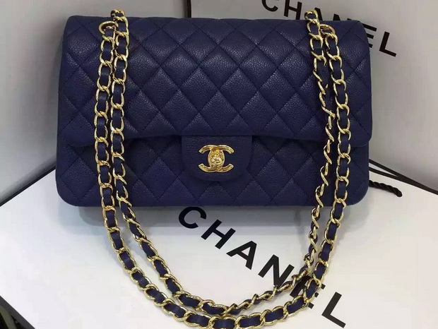 Chanel Caviar Flap Bag in Navy Blue for Sale