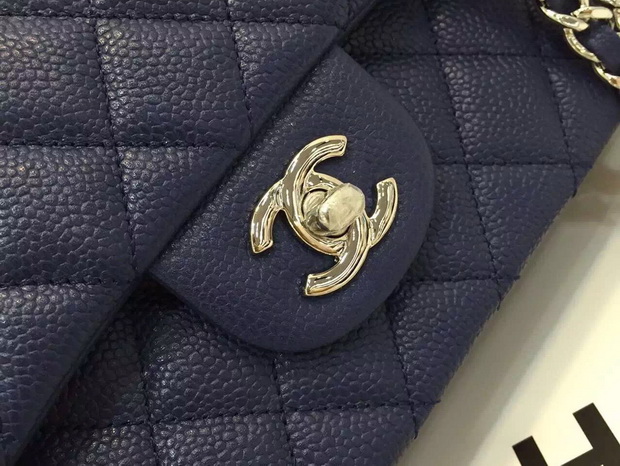 Chanel Caviar Flap Bag in Navy Blue for Sale