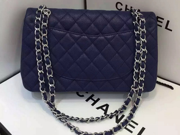 Chanel Caviar Flap Bag in Navy Blue for Sale