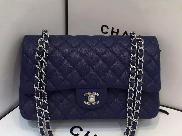 Chanel Caviar Flap Bag in Navy Blue for Sale